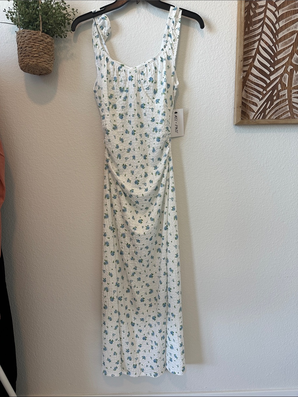 Willow White Floral Maxi Dress with Blue-Green Print